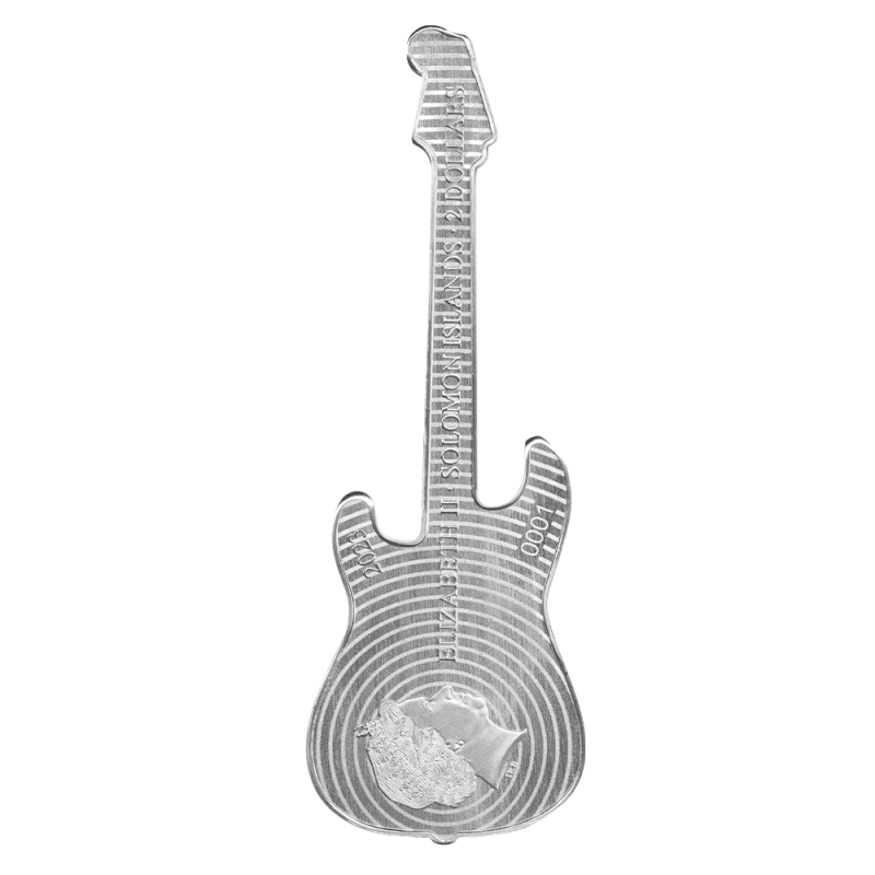 1 oz Fender Stratocaster Daphne Blue Silbermünze | 2023 - Image 2